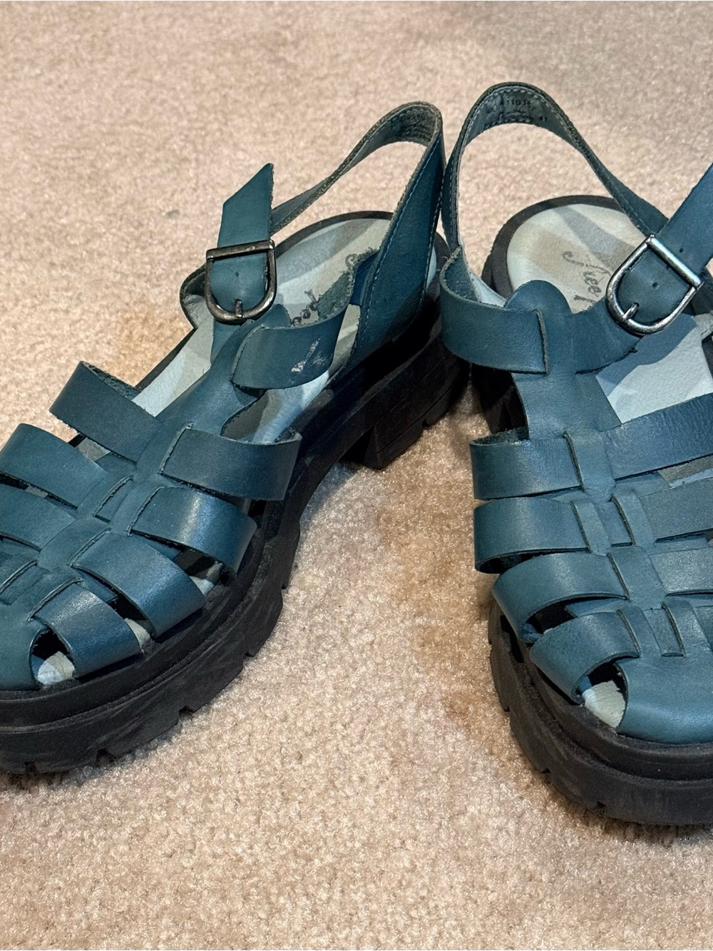 Free People Teal Woven Platform Fisherman Sandals